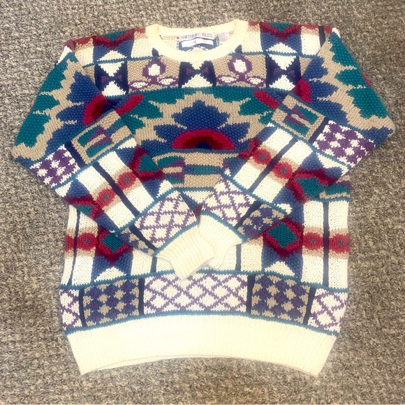 Vintage Other - Vintage 90s Northern Isles Hand Knitted Geometric Sweater